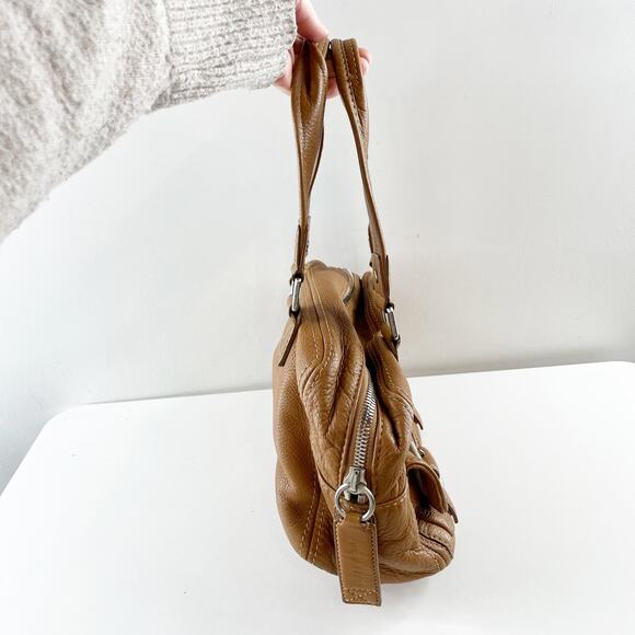 Michael Kors Leather Satchel Bowler Purse Handbag Bag Brown Cognac - Picture 6 of 9